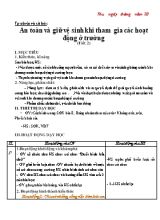 Giáo án Tự nhiên và xã hội Lớp 2 (Chân trời sáng tạo) - Tuần 8 - Bài An toàn và giữ vệ sinh khi tham gia các hoạt động ở trường